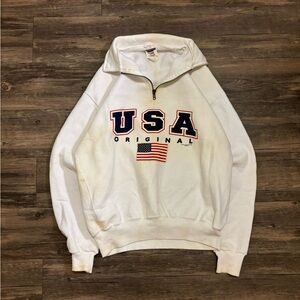 White USA Original quarter zip Sweatshirt